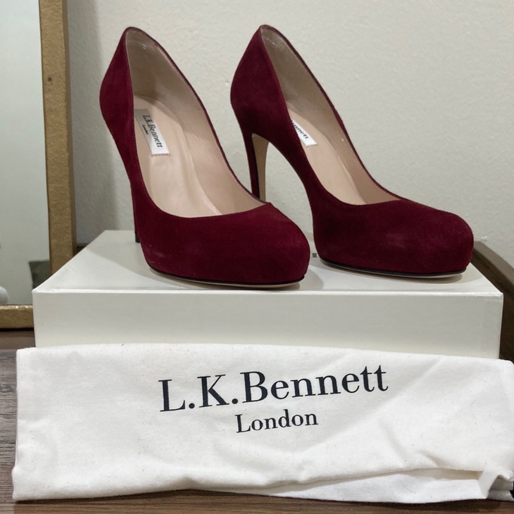 NWT L.K. Bennett Harley Mulberry Suede Pumps